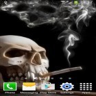 Além do papel de parede animado para Android Trombetas, baixar do arquivo apk gratuito da imagem de fundo Crânio fumando.
