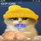 Além do papel de parede animado para Android Bolhas e relógio , baixar do arquivo apk gratuito da imagem de fundo Tummy o gatinho.