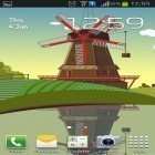 Além do papel de parede animado para Android Tibet 3D, baixar do arquivo apk gratuito da imagem de fundo Moinho de vento e lagoa.